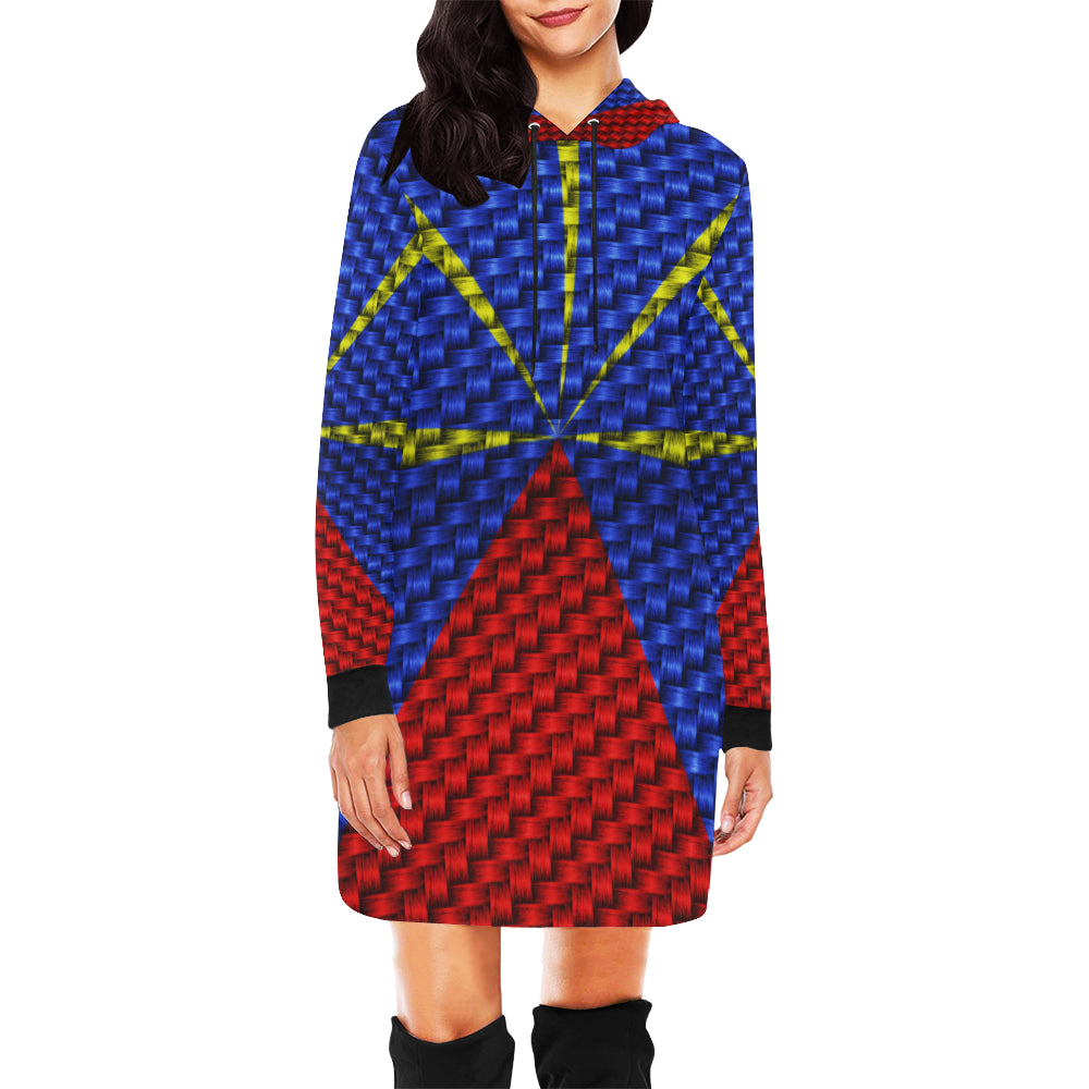 LA REUNION FLAG All Over Print Hoodie Mini Dress