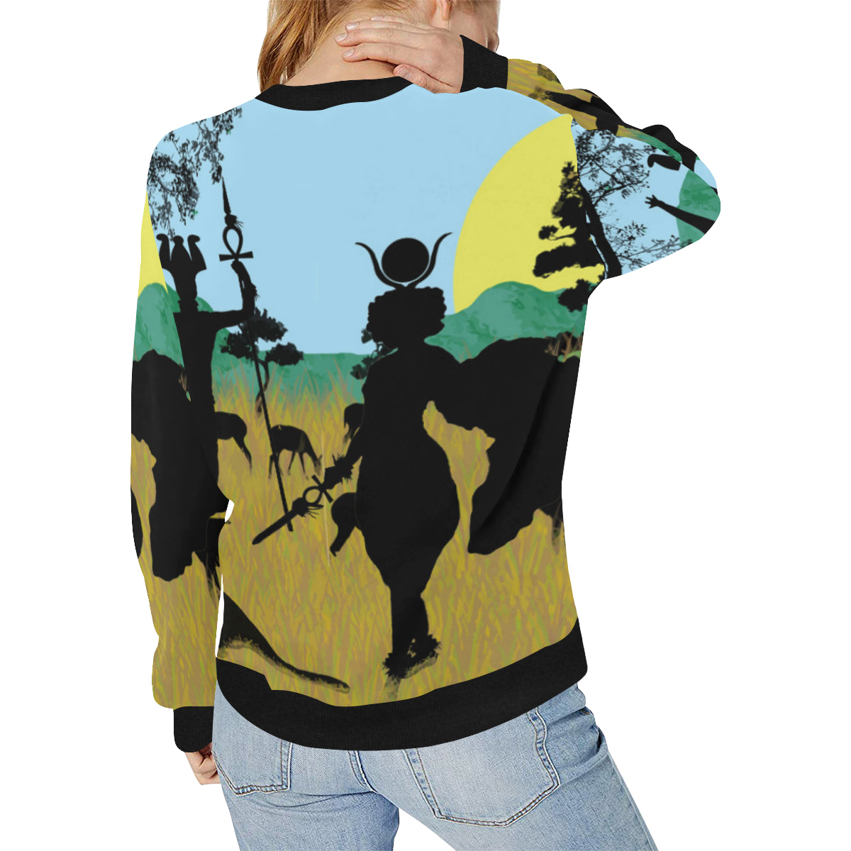 SAFARI NTR WARRIOR Women's Rib Cuff Crew Neck Sweatshirt (Model H34)