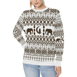 ELEPHANT ORNEMENT Women's Rib Cuff Crew Neck Sweatshirt (Model H34)