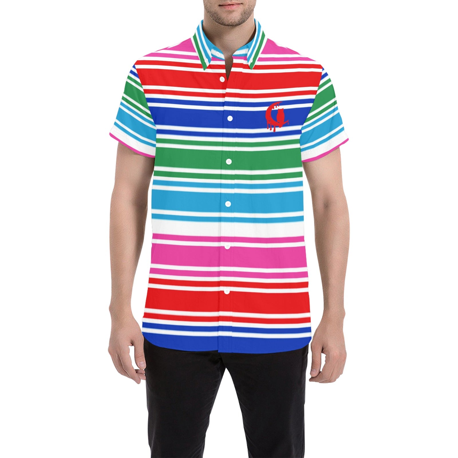 CHUCCY Men's All Over Print Short Sleeve Shirt