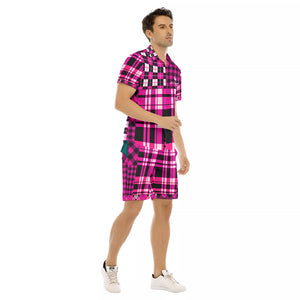 FLEXIN PLAID PRPLE Men's Short Sleeve Shirt Sets