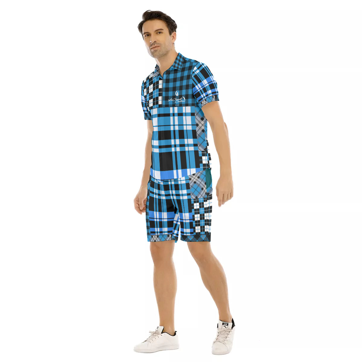 FLEXIN PLAID TRQSE Men's Short Sleeve Shirt Sets