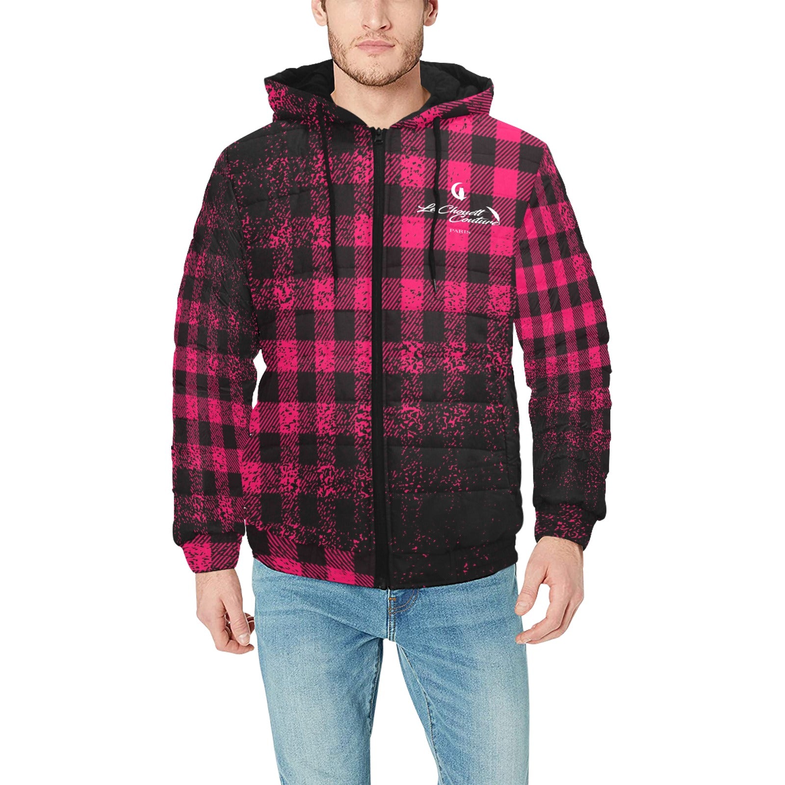 DUSTY PLAID Men's Padded Hooded Jacket