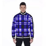 FLEXIN PLAID BLUE Men's Stand Collar Jacket