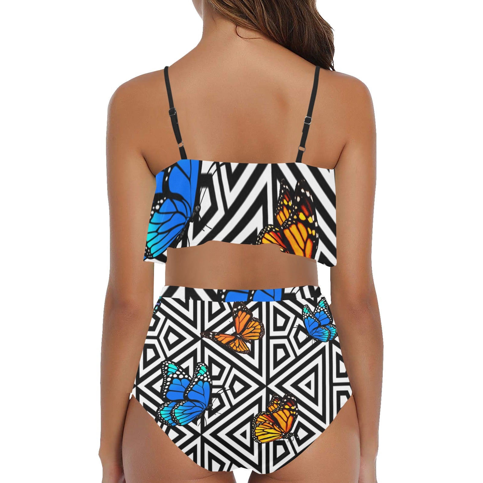 BUTTERFLY High Waisted Ruffle Bikini Set