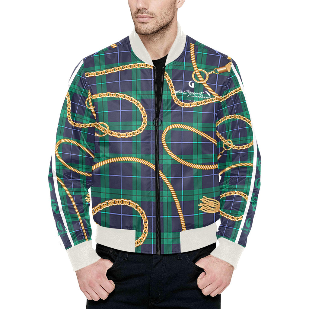 PLAID IN GOLD Quilted Bomber Jacket for Men