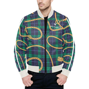 PLAID IN GOLD Quilted Bomber Jacket for Men