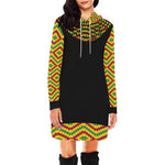 KENTE FRACTAL All Over Print Hoodie Mini Dress