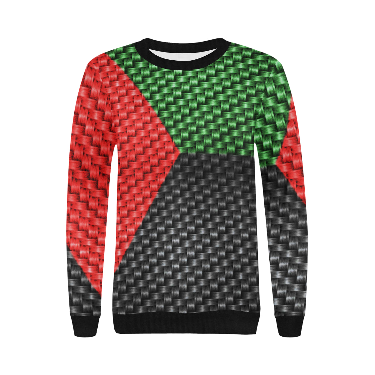 MADA FLAG Women's Rib Cuff Crew Neck Sweatshirt (Model H34)