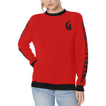 LCC BLACC BORDER RED Women's Rib Cuff Crew Neck Sweatshirt (Model H34)