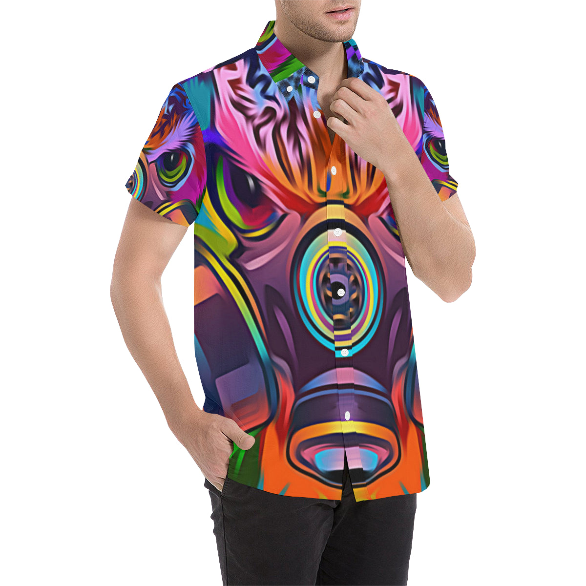 COLORING OWL Men's All Over Print Short Sleeve Shirt