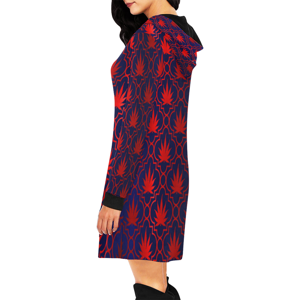 HIGHLEAF RED All Over Print Hoodie Mini Dress