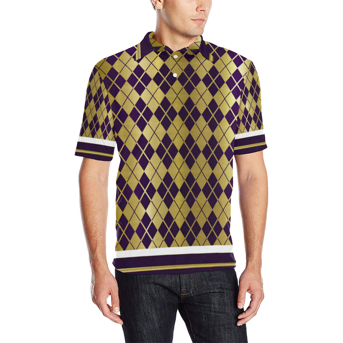 ARLEQUIN GRAPE Men's All Over Print Polo Shirt