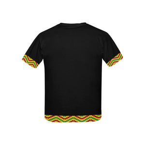 AFRICAN GARMENT Kids' All Over Print T-Shirt with Solid Color Neck