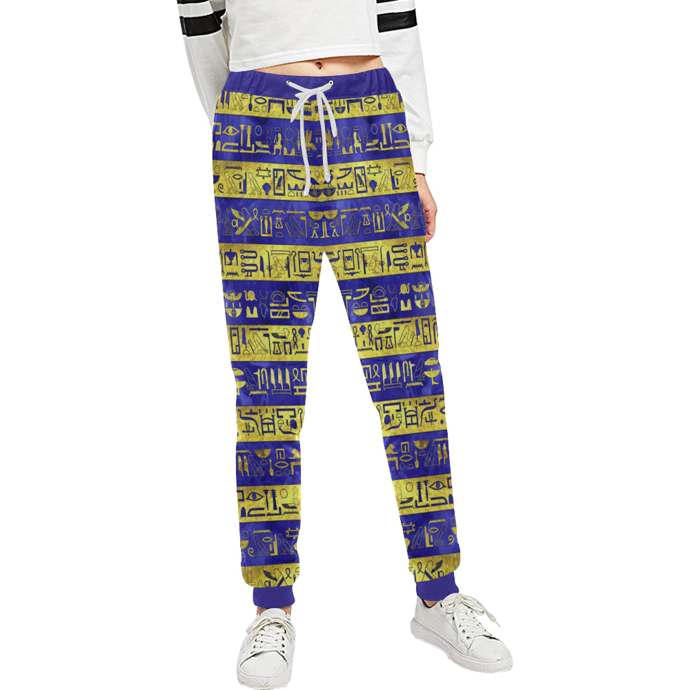 MDU NTR GOLDEN BLUE Women's All Over Print Sweatpants (Model L11)