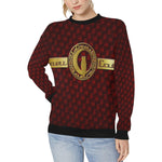 DELUXE RED TRESSER Women's Rib Cuff Crew Neck Sweatshirt