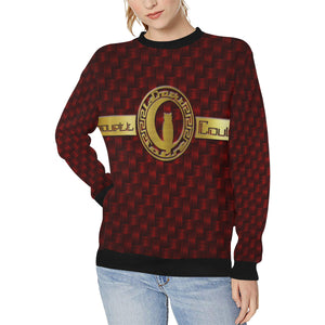 DELUXE RED TRESSER Women's Rib Cuff Crew Neck Sweatshirt
