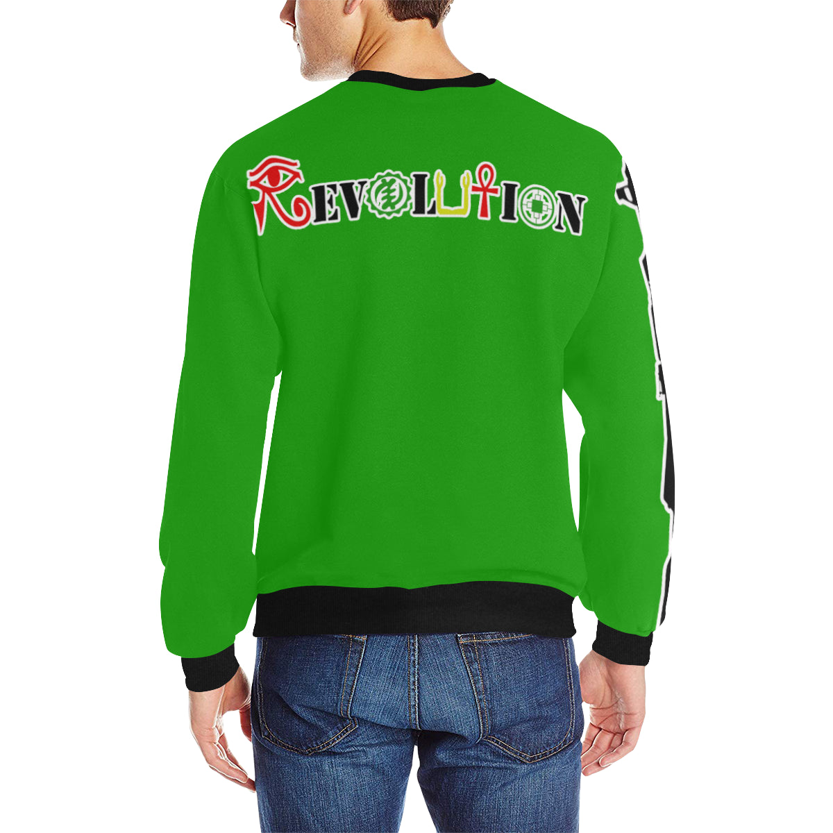 REVOLUTION GRN Men's Rib Cuff Crew Neck Sweatshirt