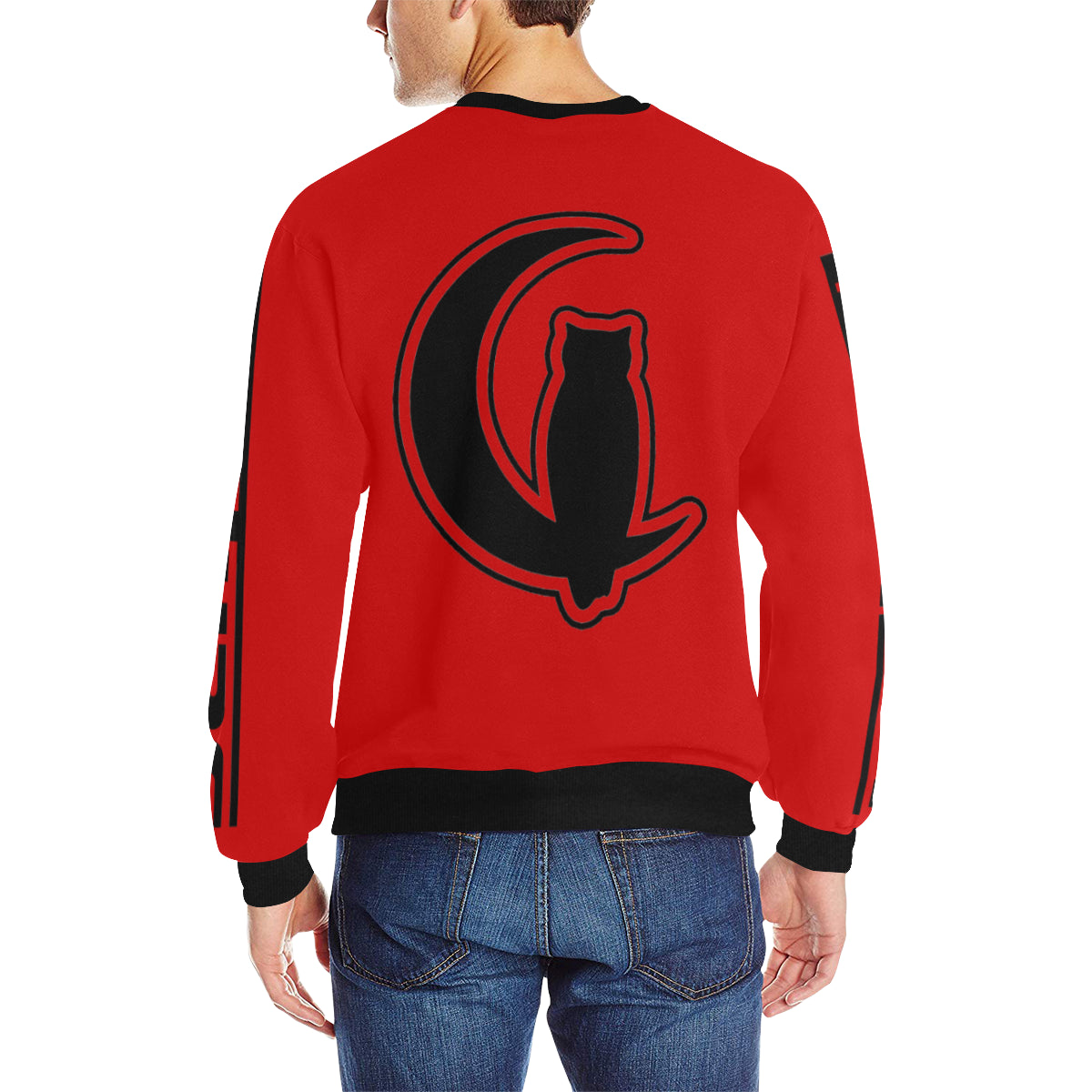 BLACC BORDER RED Men's Rib Cuff Crew Neck Sweatshirt