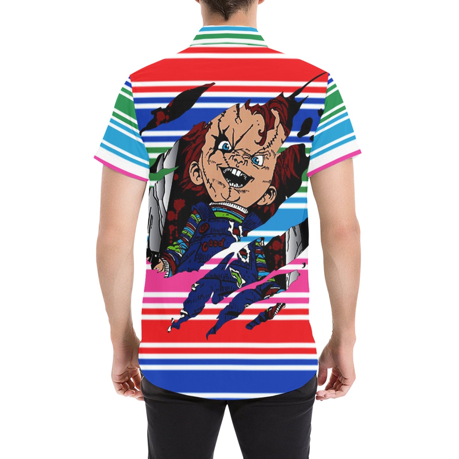 CHUCCY Men's All Over Print Short Sleeve Shirt