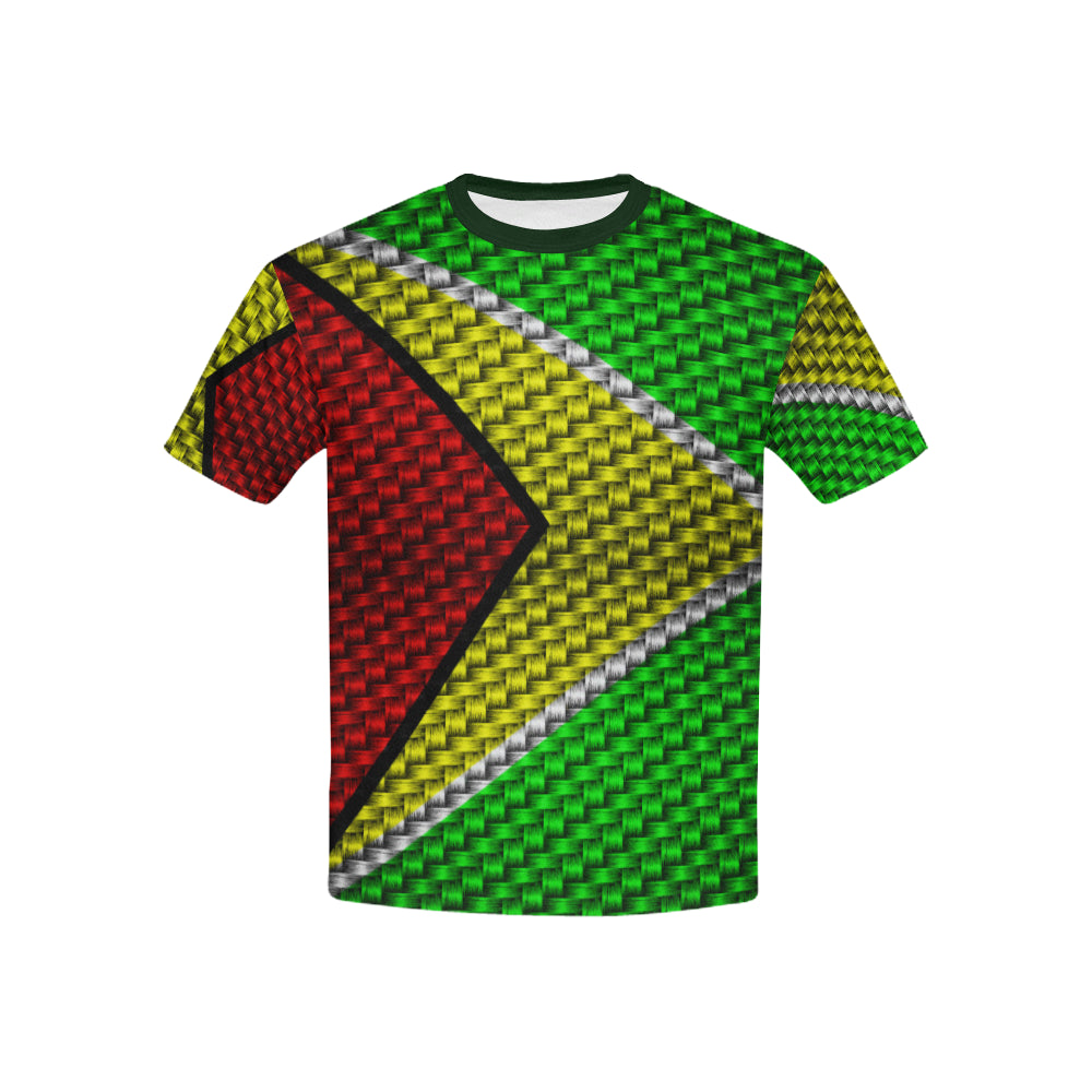 GUYANA FLAG Kids' T-Shirt with Solid Neck