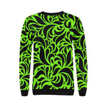 GORGIOUS LEAF FLUO Women's Rib Cuff Crew Neck Sweatshirt (Model H34)