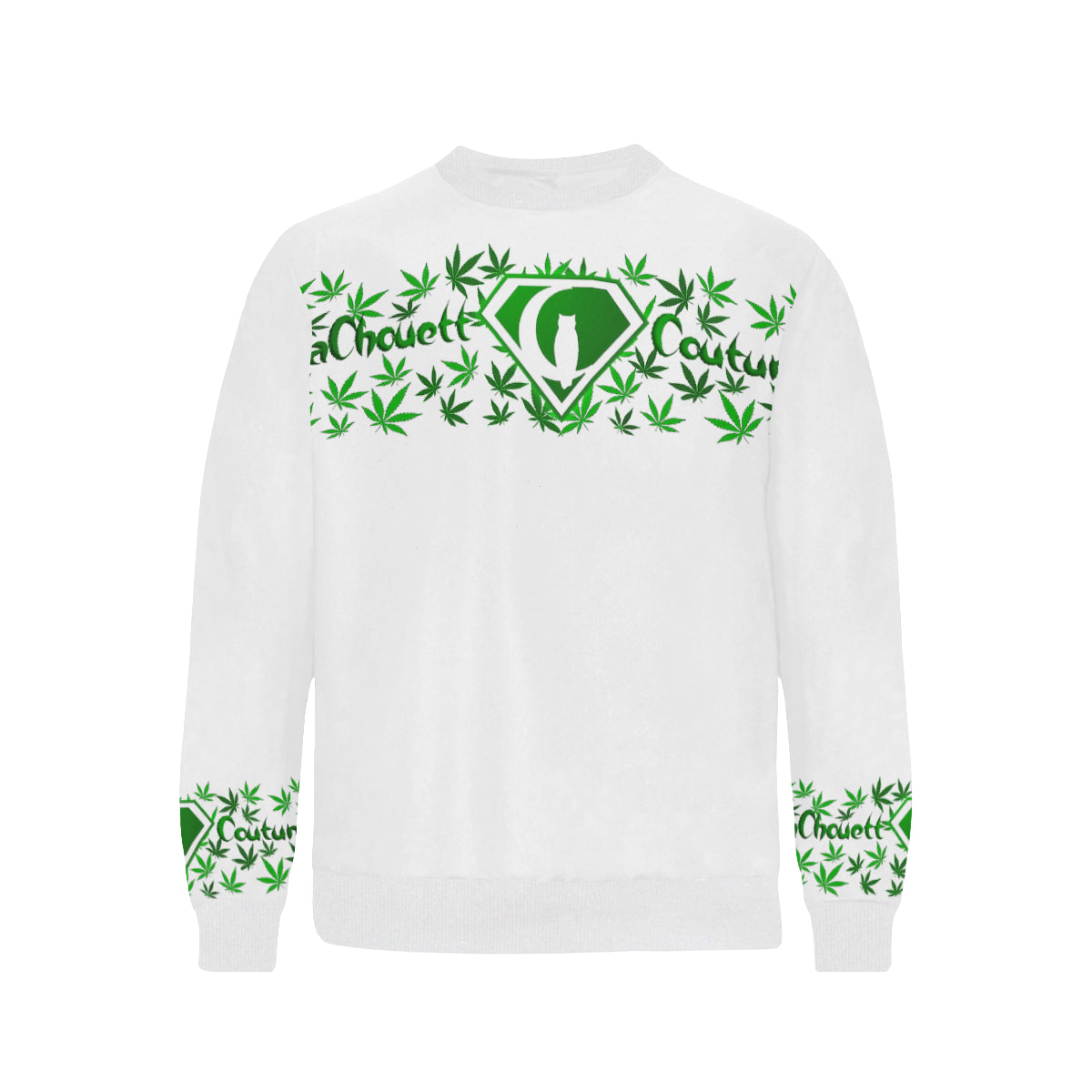 SUPER DANK WHT Men's Rib Cuff Crew Neck Sweatshirt