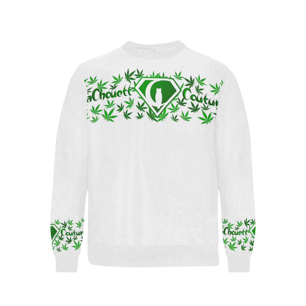 SUPER DANK WHT Men's Rib Cuff Crew Neck Sweatshirt
