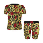 RED ROSES GOLD Women's Short Yoga Set