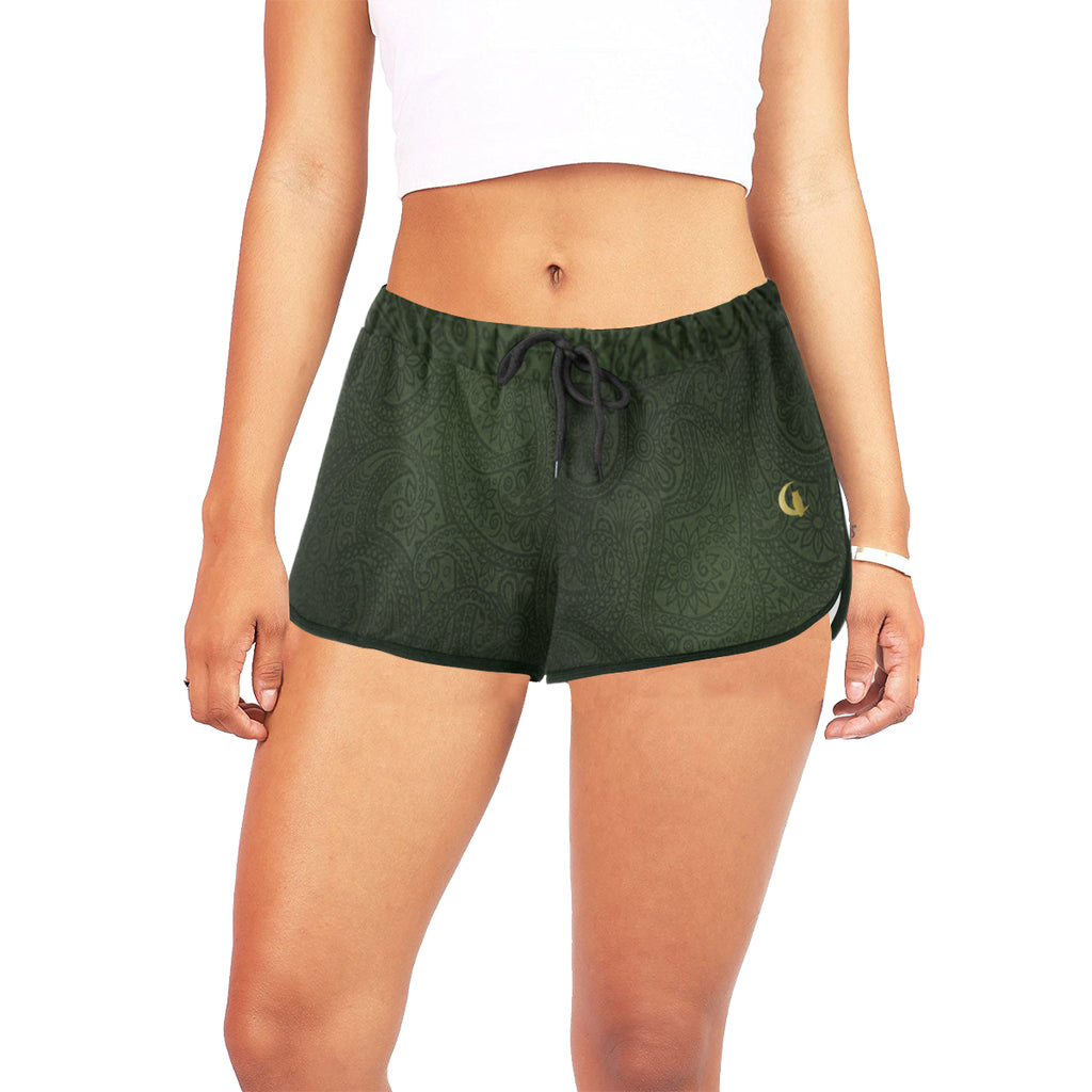 BANDANA LUXURY KAKI  Women's All Over Print Relaxed Shorts