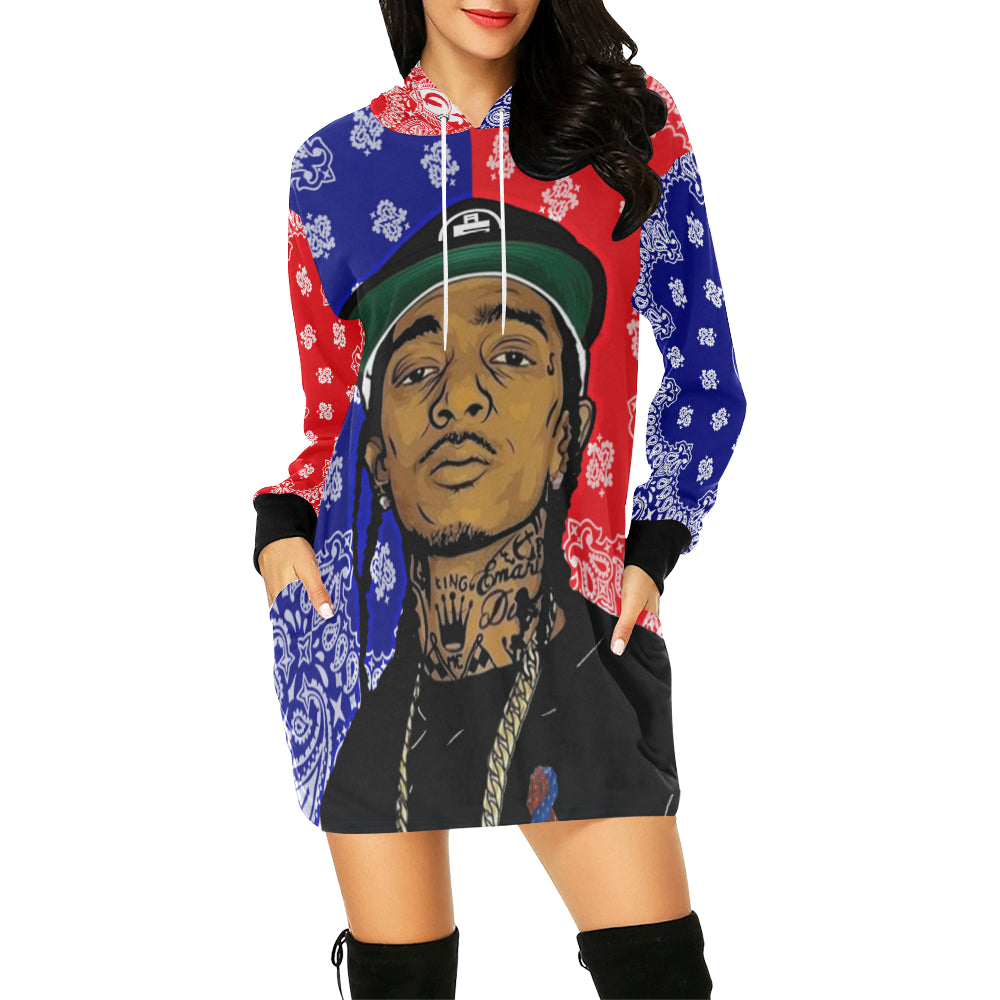 NIPSEY GANG UNITED All Over Print Hoodie Mini Dress