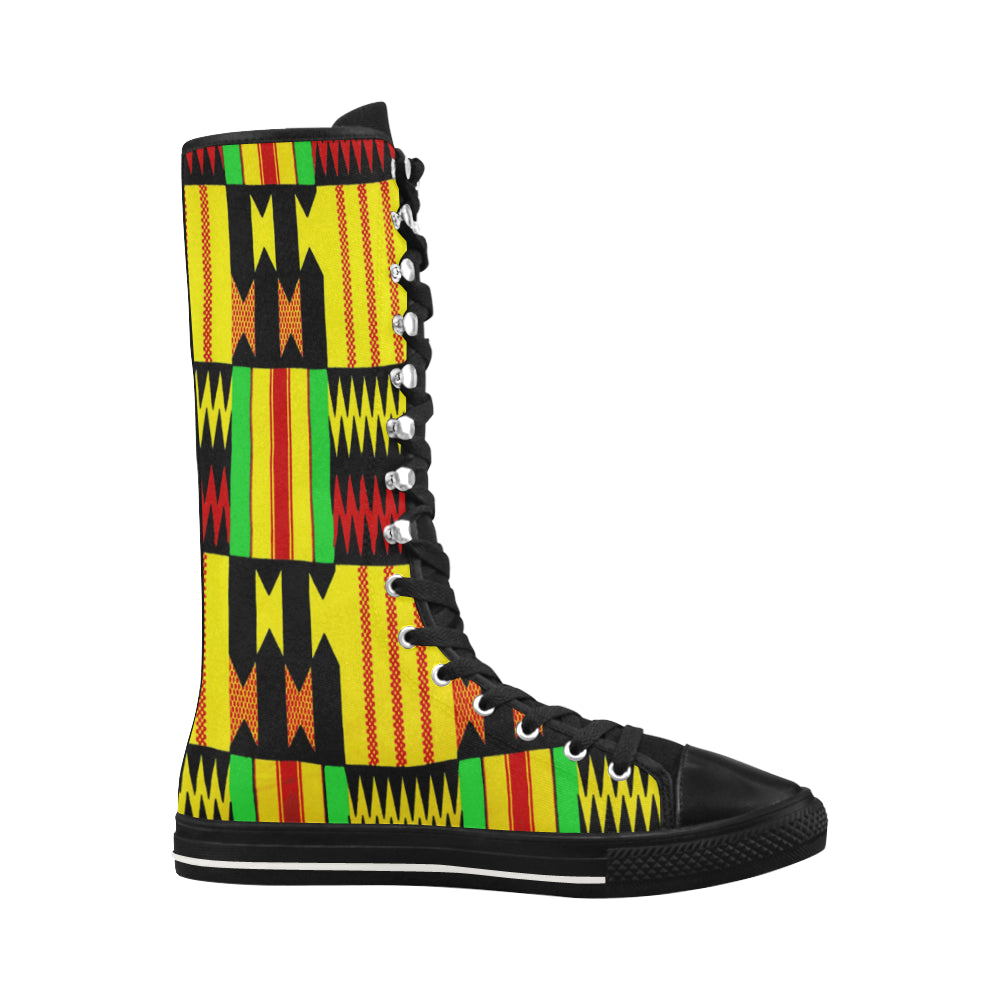 KENTE RASTA Canvas Long Boots For Women