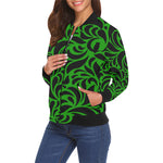 GORGIOUS LEAF GREEN All Over Print Bomber Jacket for Women