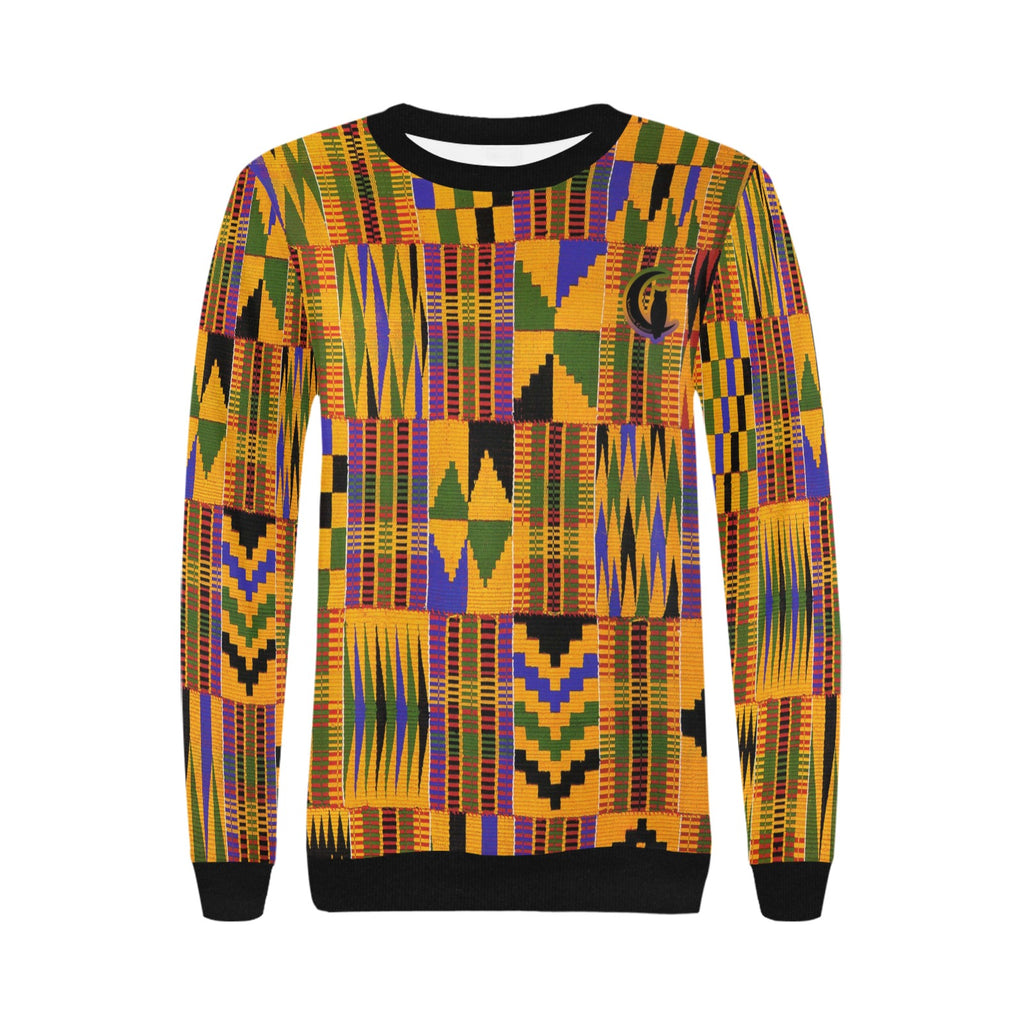 KENTE ATEF Women's Rib Cuff Crew Neck Sweatshirt (Model H34)