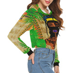 TROPICAL Kween PAPYRUS All Over Print Crop Hoodie for Women