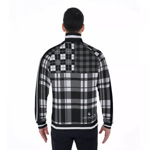 FLEXIN PLAID GREY Men's Stand Collar Jacket