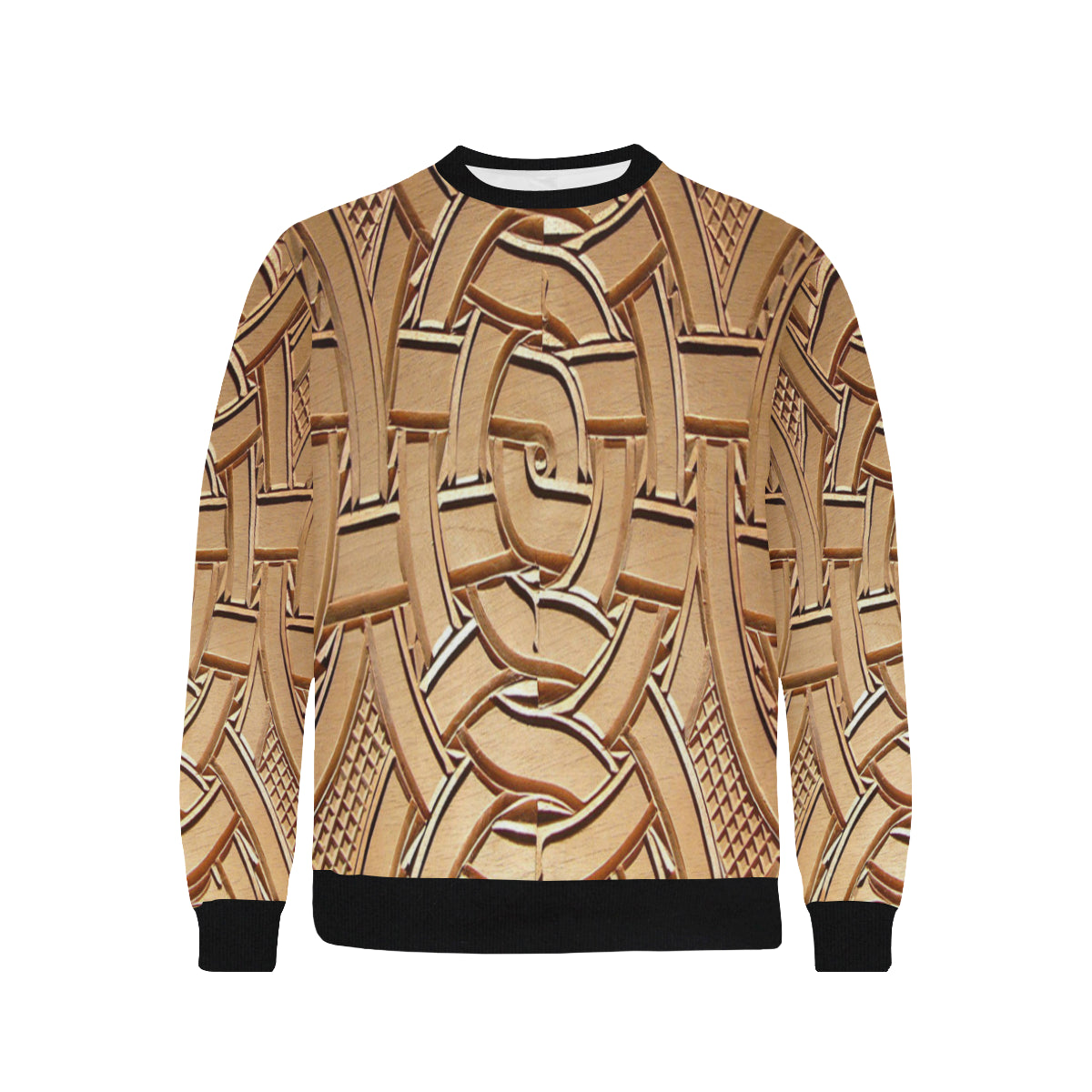 TEMBE ART WOOD Men's Rib Cuff Crew Neck Sweatshirt