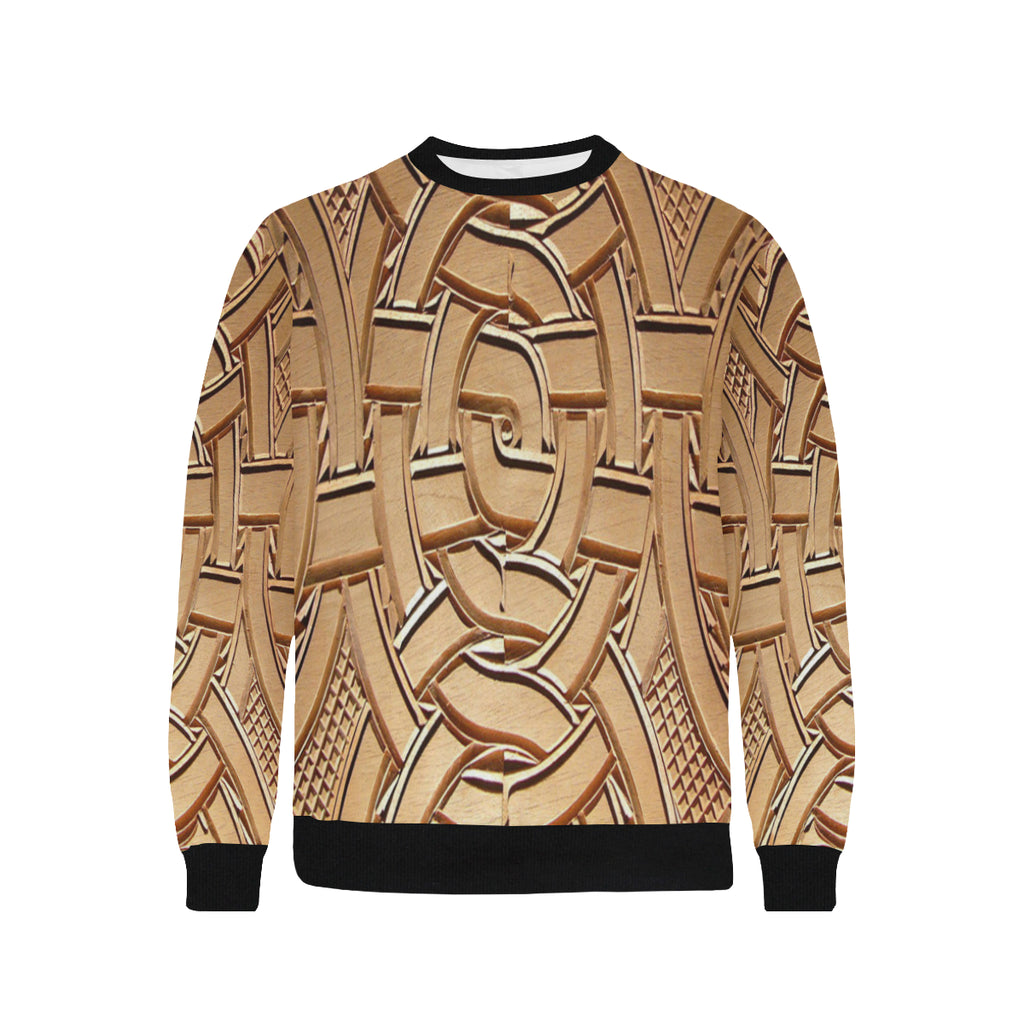 TEMBE ART WOOD Men's Rib Cuff Crew Neck Sweatshirt