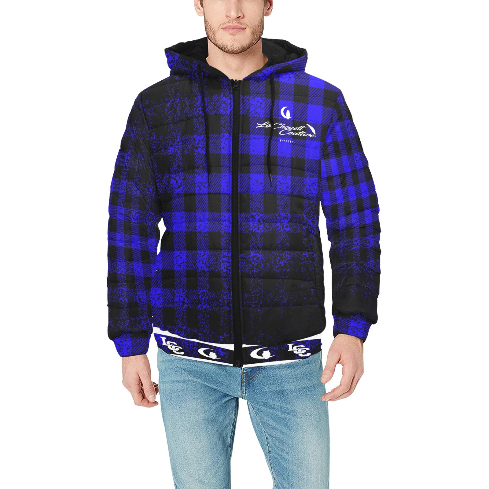 DUSTY PLAID Men's Padded Hooded Jacket