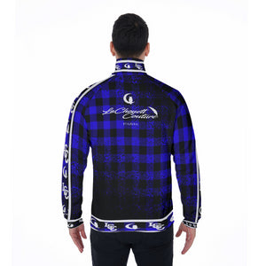 DUSTY PLAID BLUE Stand Collar Jacket