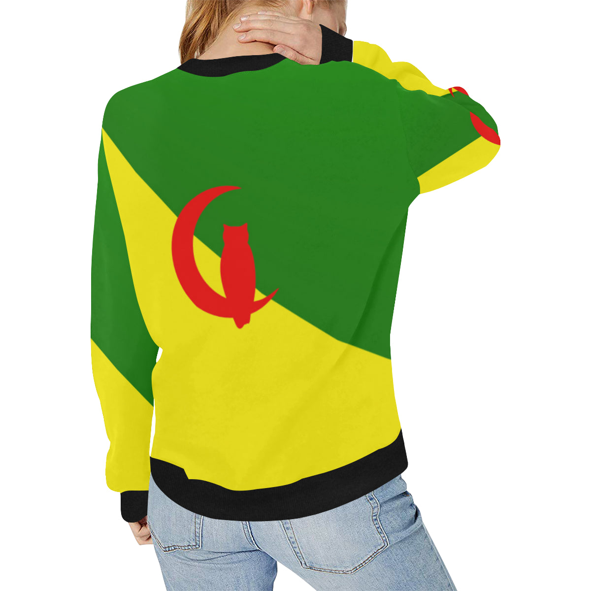 YANA FLAG Women's Rib Cuff Crew Neck Sweatshirt