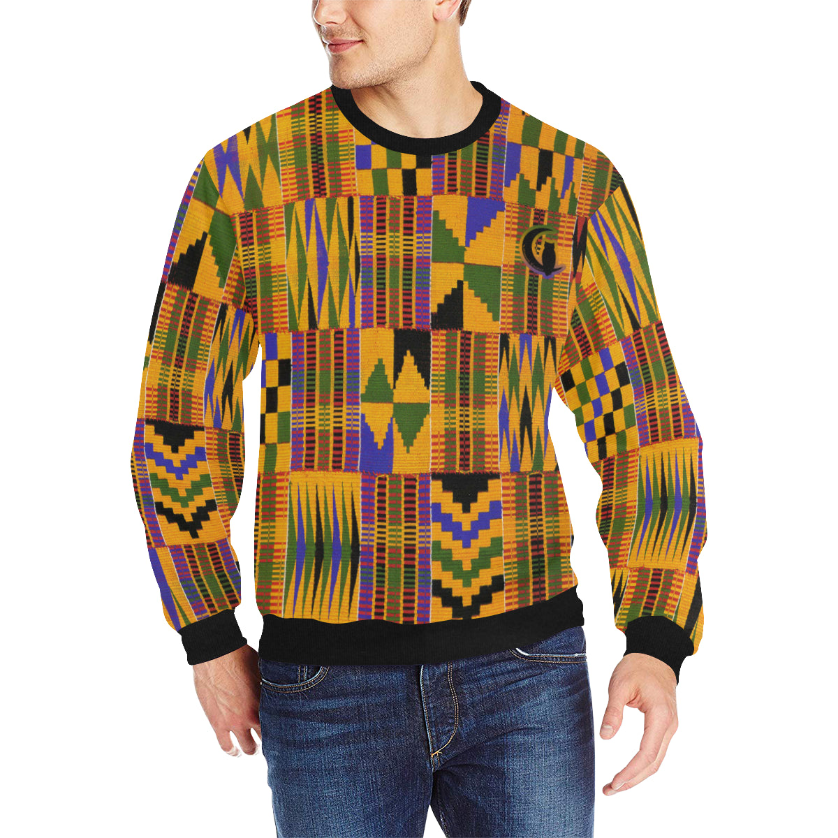 KENTE ATEF Men's Rib Cuff Crew Neck Sweatshirt