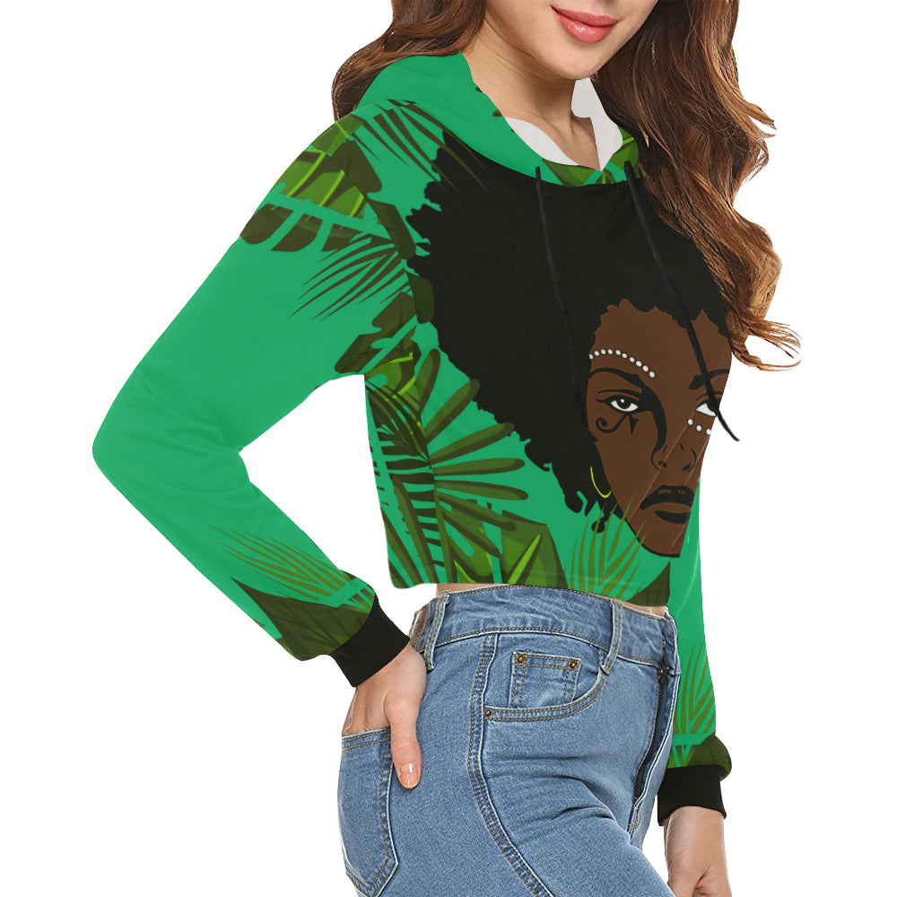 TROPICAL KWEEN All Over Print Crop Hoodie for Women