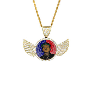 NIPSEY MAKIN PEACE Wings Gold Pendant with Rope Chain