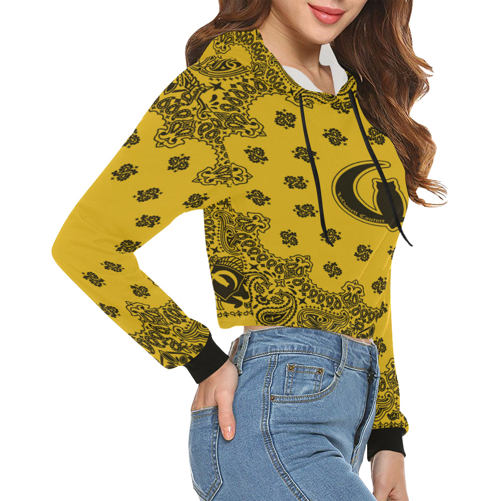 BANDANA LK All Over Print Crop Hoodie for Women