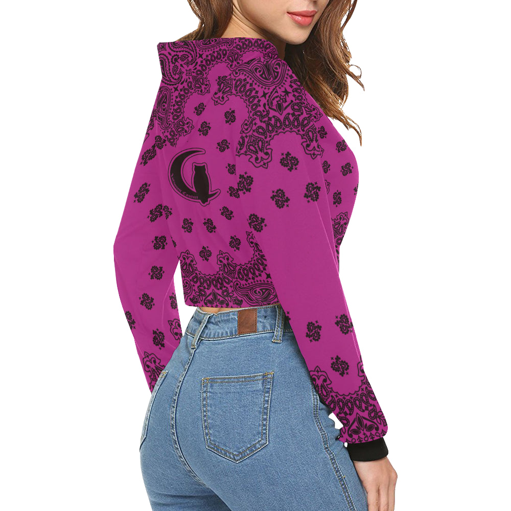 BANDANA GRAPES All Over Print Crop Hoodie for Women