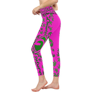 SUPER WEED PURPLE All Over Print High-Waisted Leggings (Model L36)