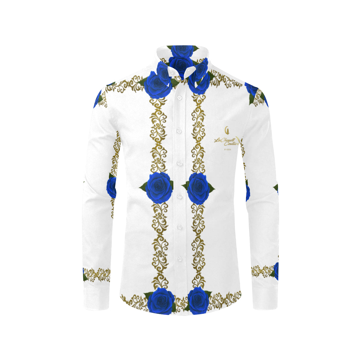 BLUE ROSES OWL Men's All Over Print Casual Dress Shirt