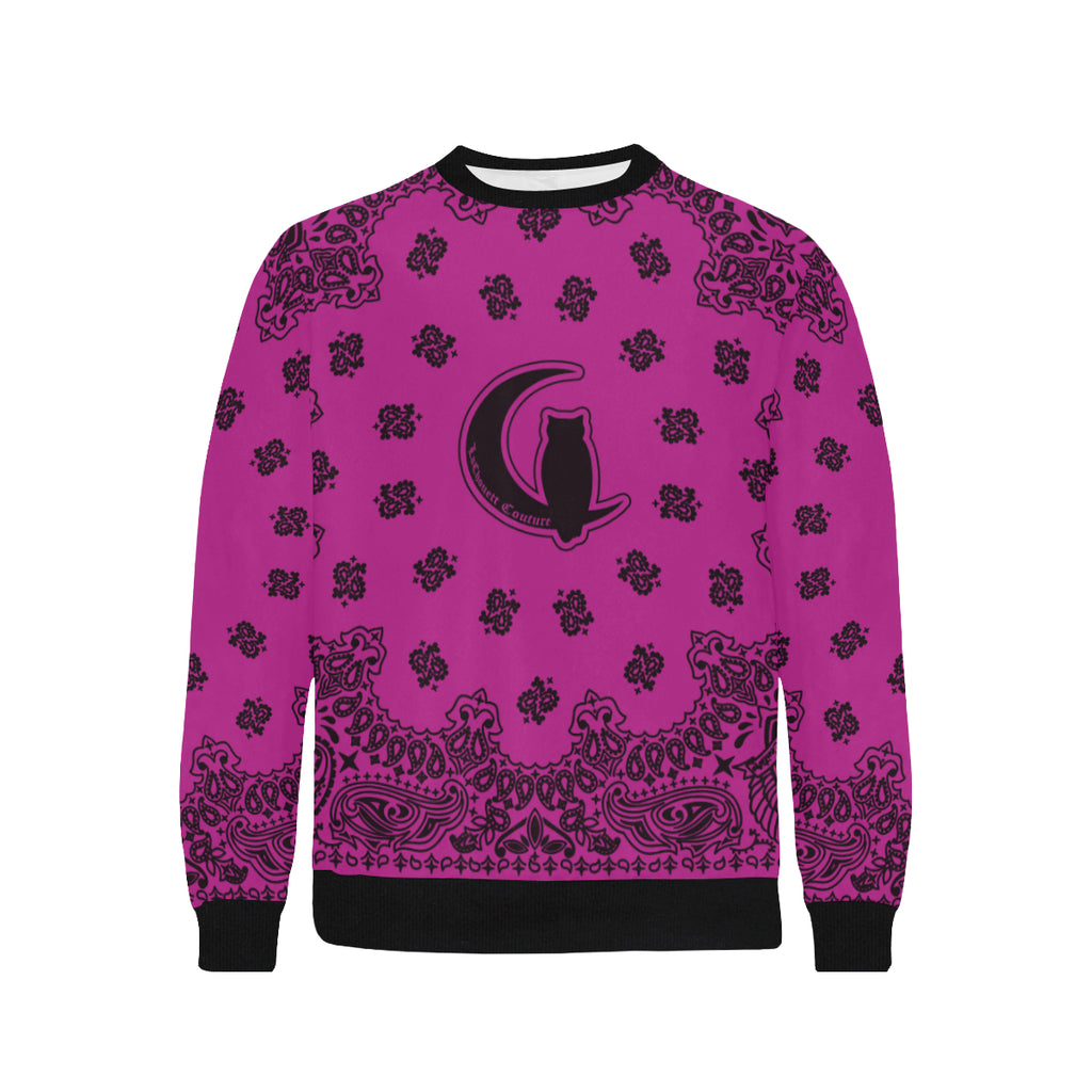 BANDANA PURPLE Men's Rib Cuff Crew Neck Sweatshirt