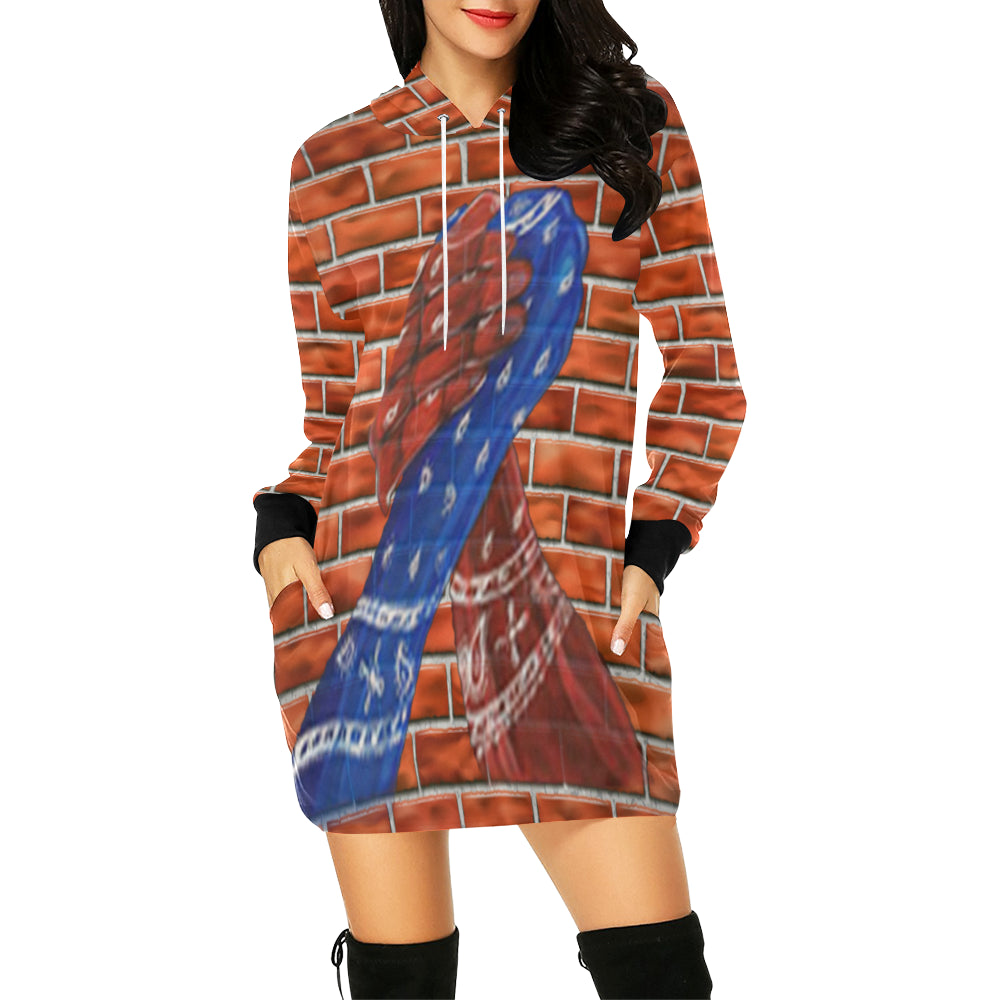 GANG UNITED ON WALL All Over Print Hoodie Mini Dress